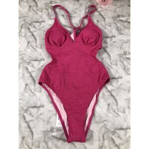 Cupshe Women's One Piece PINK Strappy Bathing Suit Small Live Life on the Beach